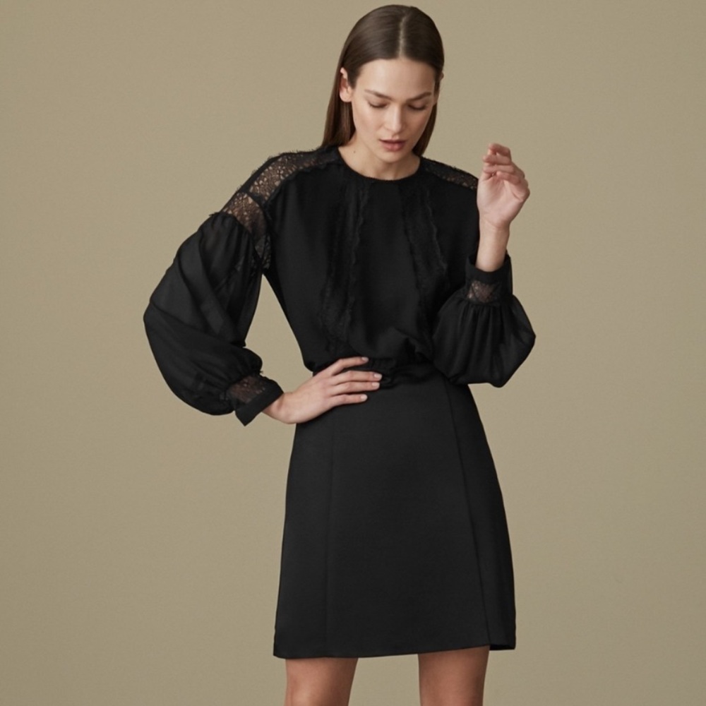 NEW Reiss Lia Lace-inset Mini Dress
